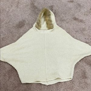 Cream sweater with fur hood